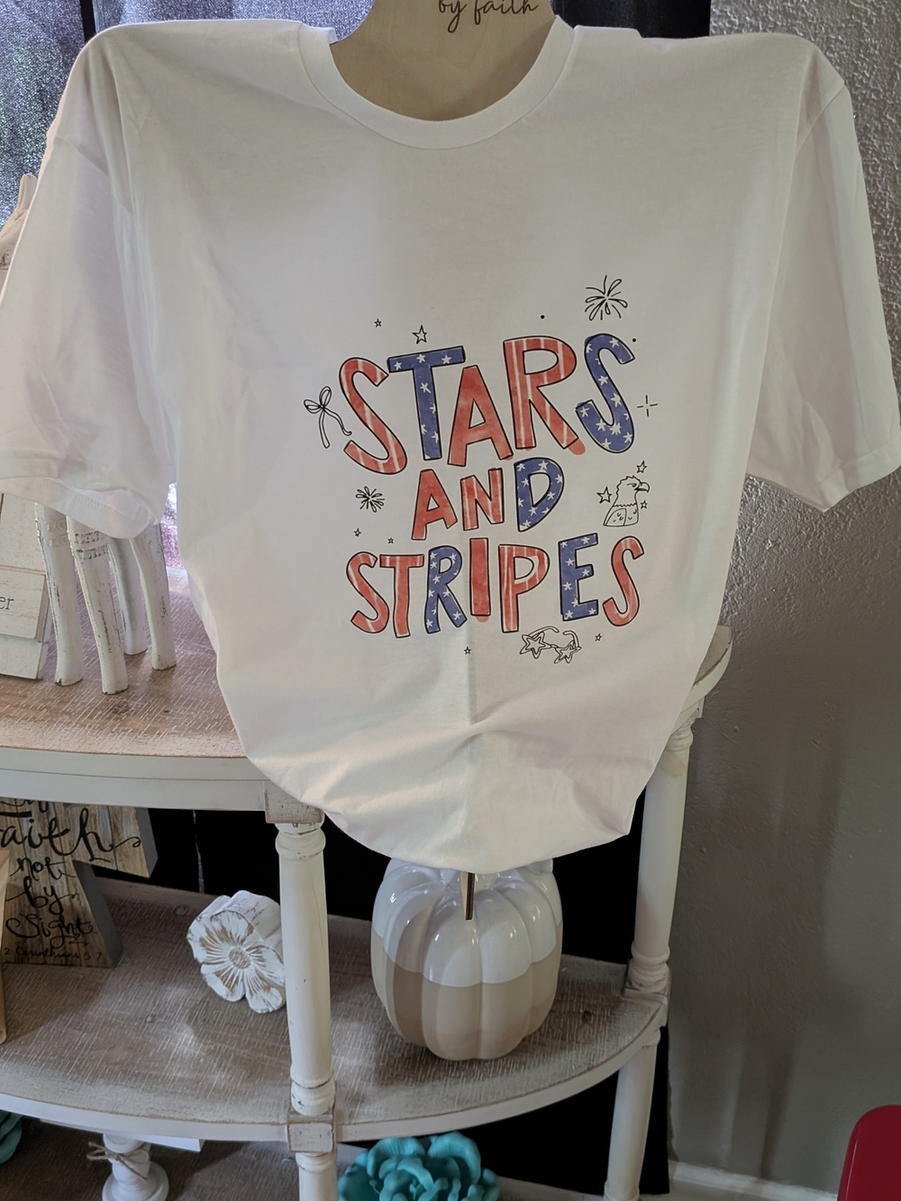 White "Stars and Stripes" Graphic Tee -